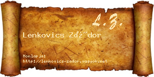 Lenkovics Zádor névjegykártya